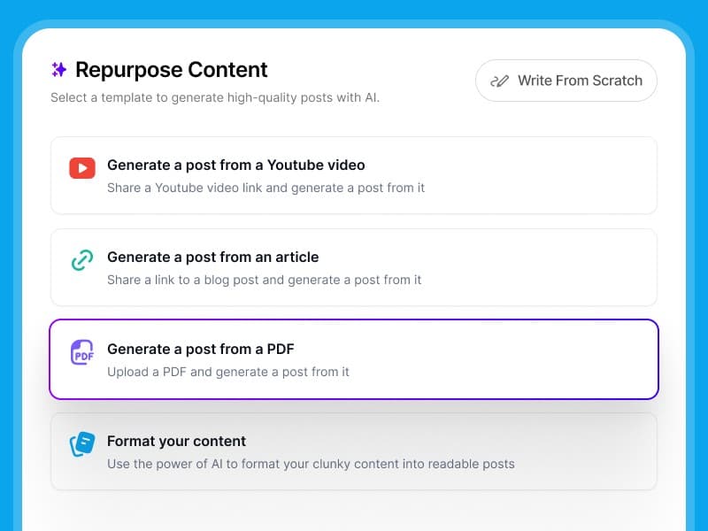 Supergrow repurposing a YouTube video and blog post into LinkedIn®-ready drafts