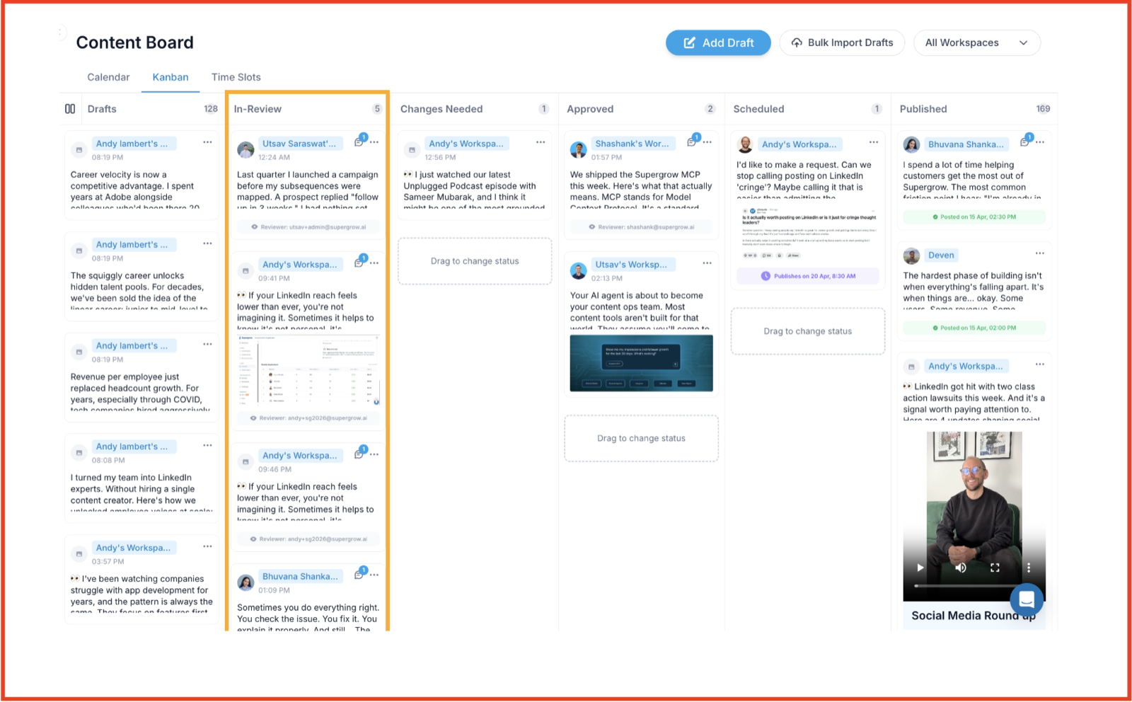 Supergrow draft review and approval workflow
