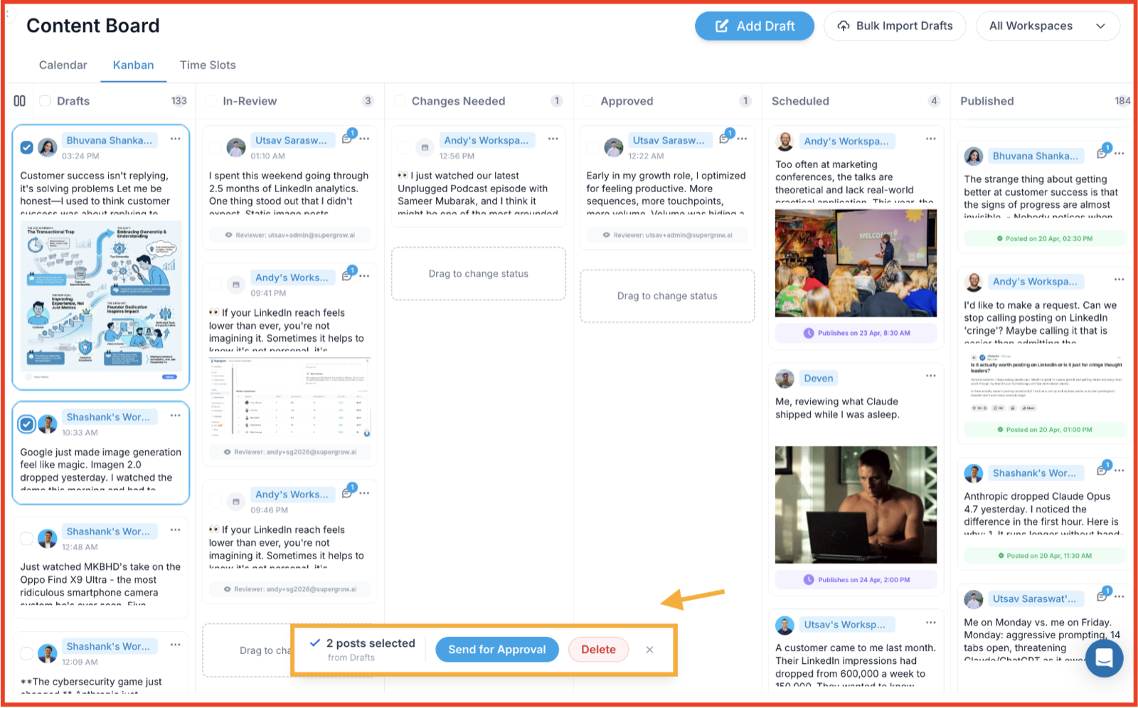 Supergrow workspace messaging context settings
