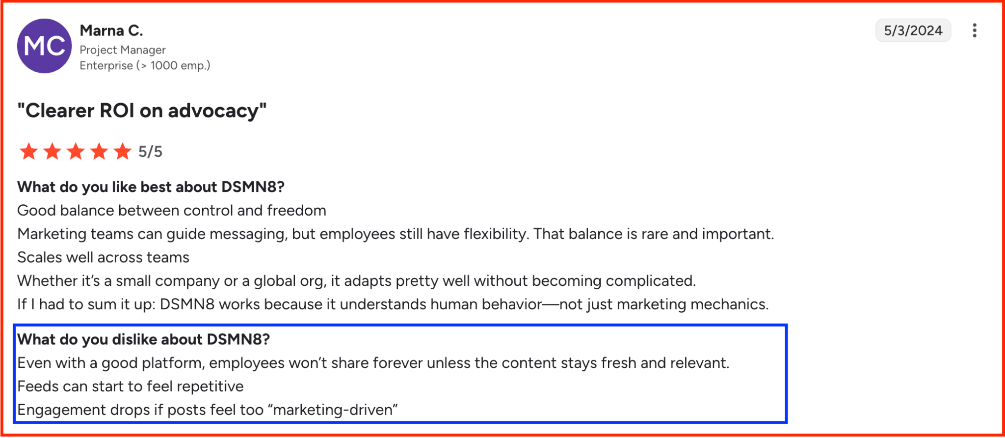 TODO: describe image for What Real Users Say About DSMN8