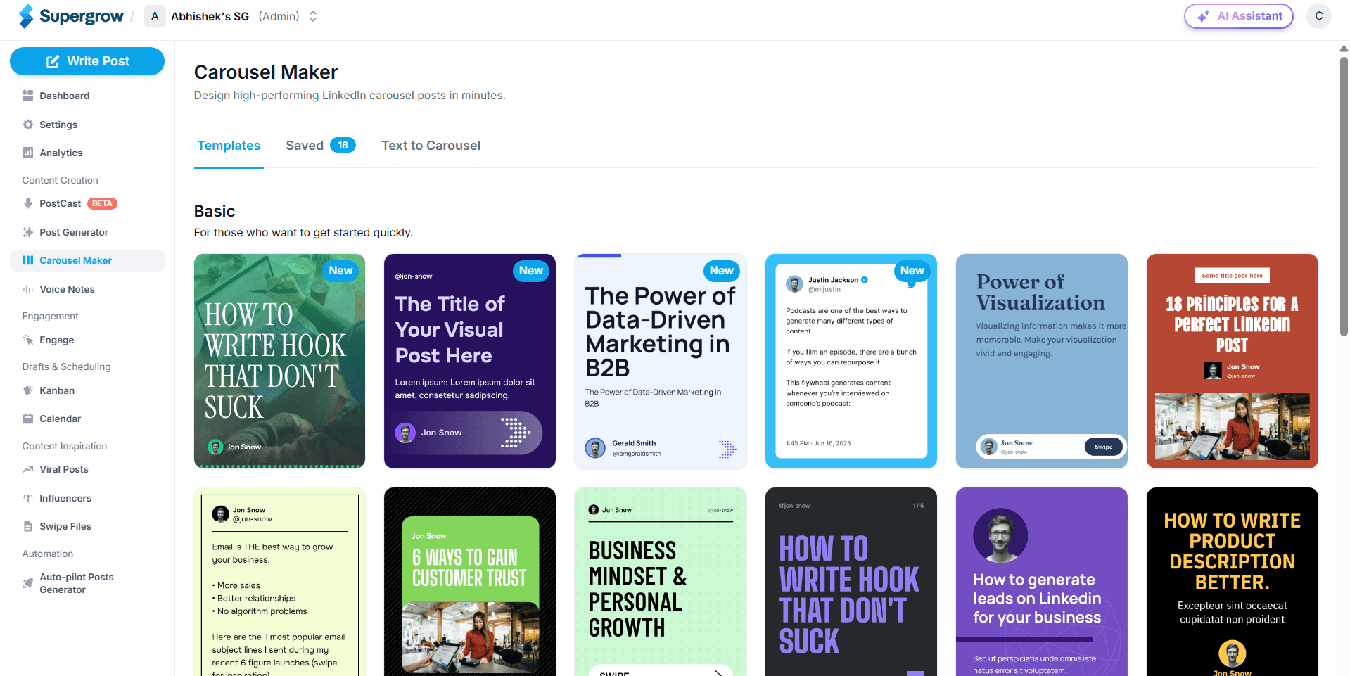 TODO: describe image for Step 2. Choose a LinkedIn Carousel Template