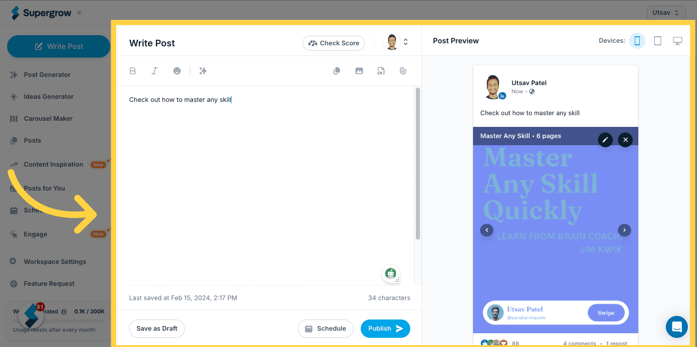 TODO: describe image for Step 5. Write the Post Caption and Publish (Directly From Supergrow)
