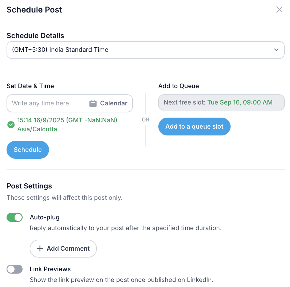 TODO: describe image for Step 2- Scheduling your post