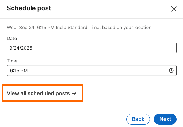 TODO: describe image for How to See Scheduled Posts on LinkedIn — Desktop Web