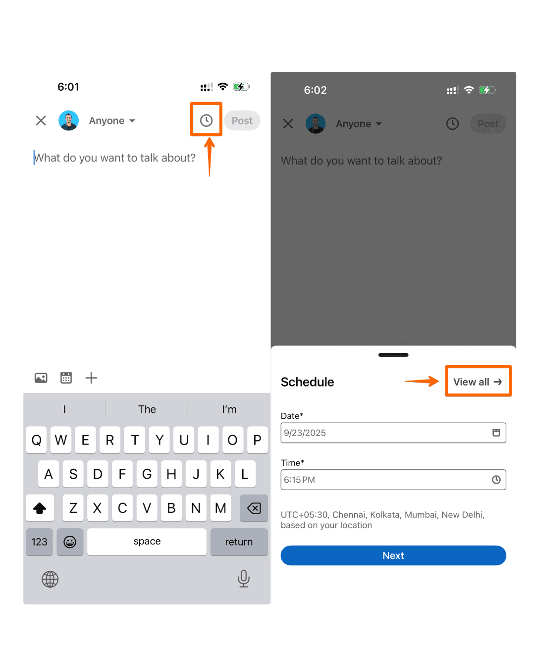 TODO: describe image for How to See Scheduled Posts on LinkedIn — Mobile