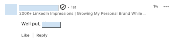 lazy comment on linkedin post
