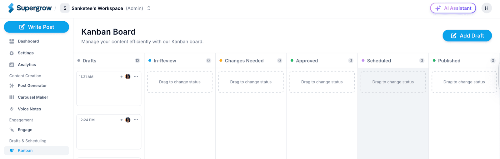 linkedin post scheduler supergrow