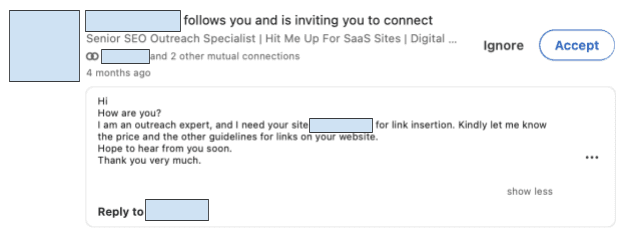 avoid using generic connection request message