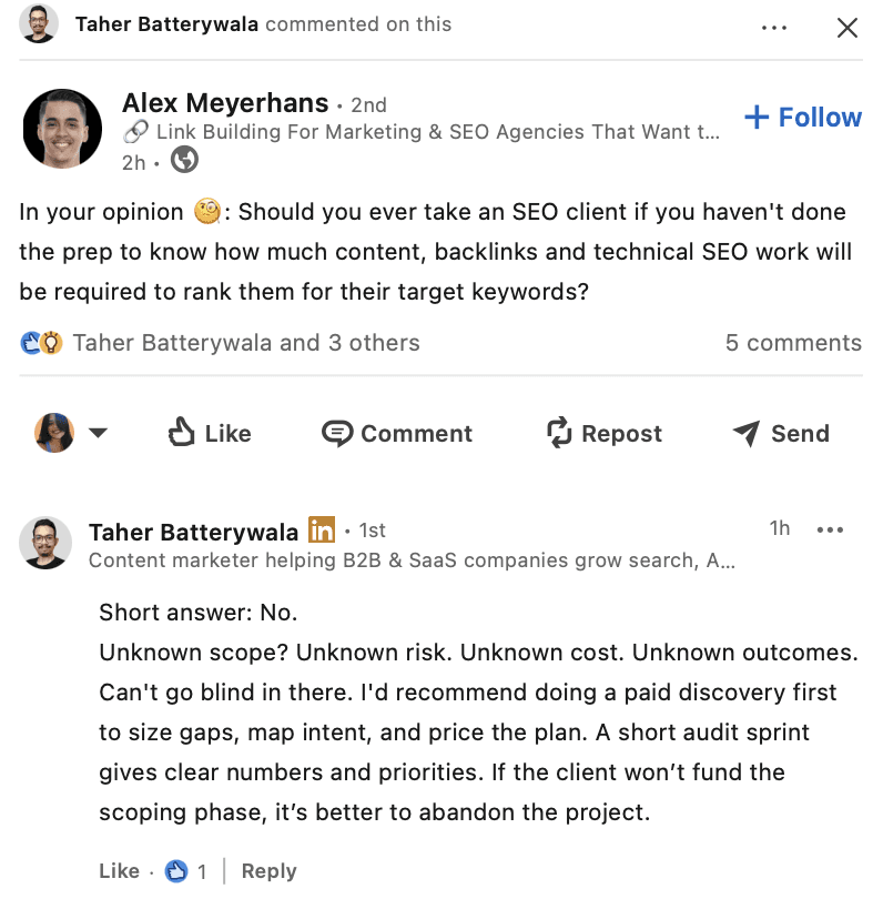 effectively using linkedin by Adding Value in Other People’s Conversations