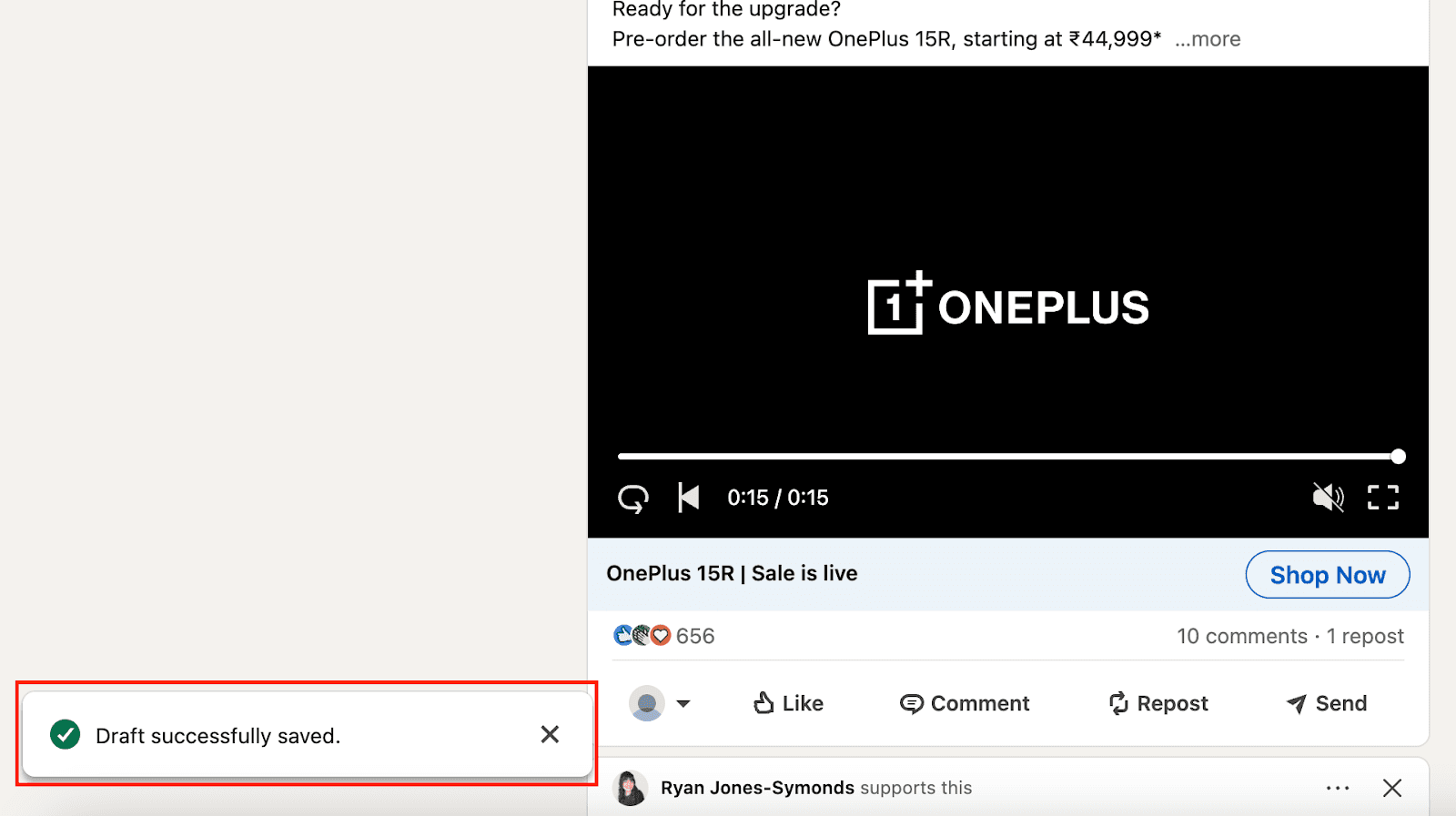 TODO: describe image for How to Save Draft Posts on LinkedIn (Desktop)?