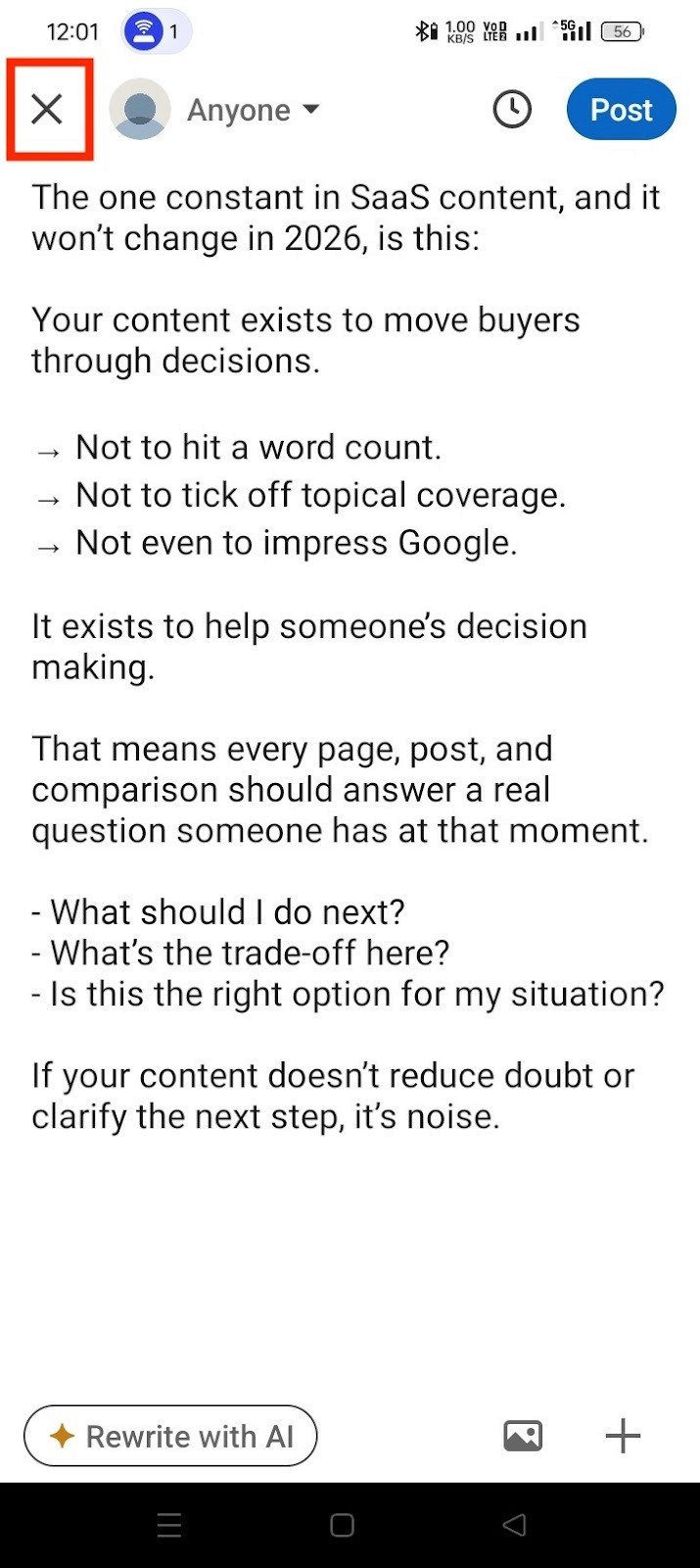 TODO: describe image for How to Find Draft Posts on LinkedIn (Mobile App)?