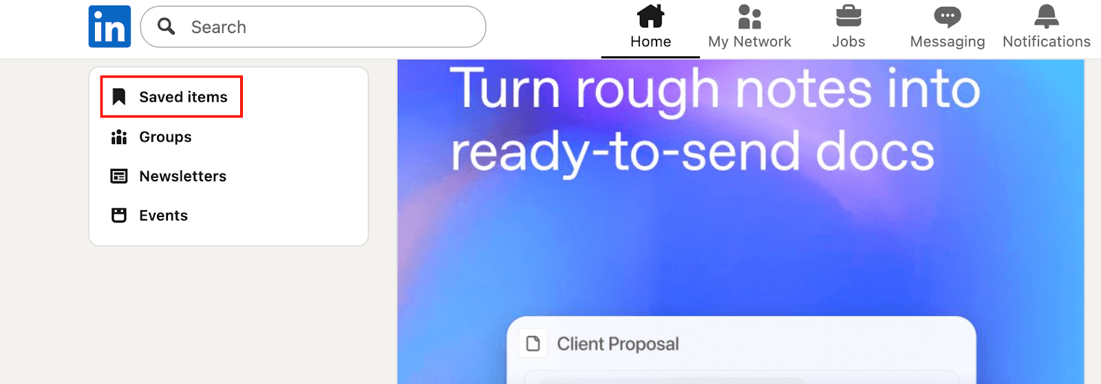 TODO: describe image for Finding Saved Posts on Desktop