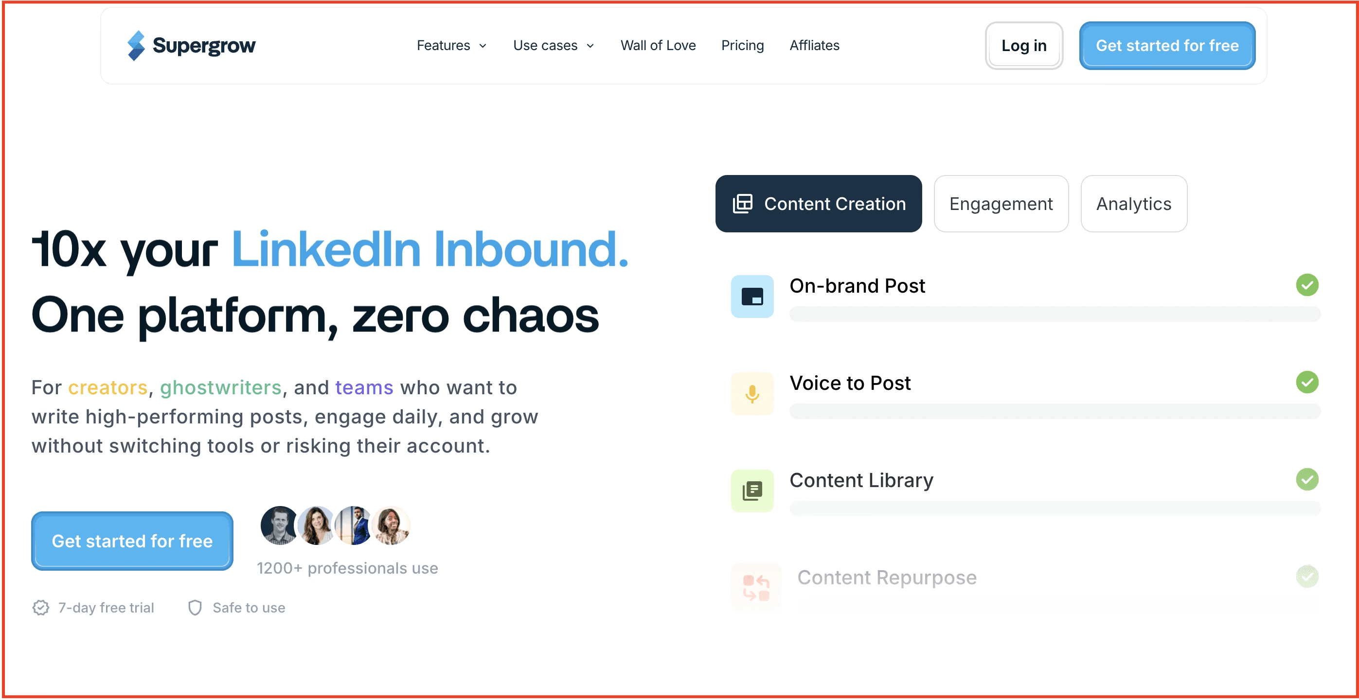 Supergrow LinkedIn content scheduling workspace