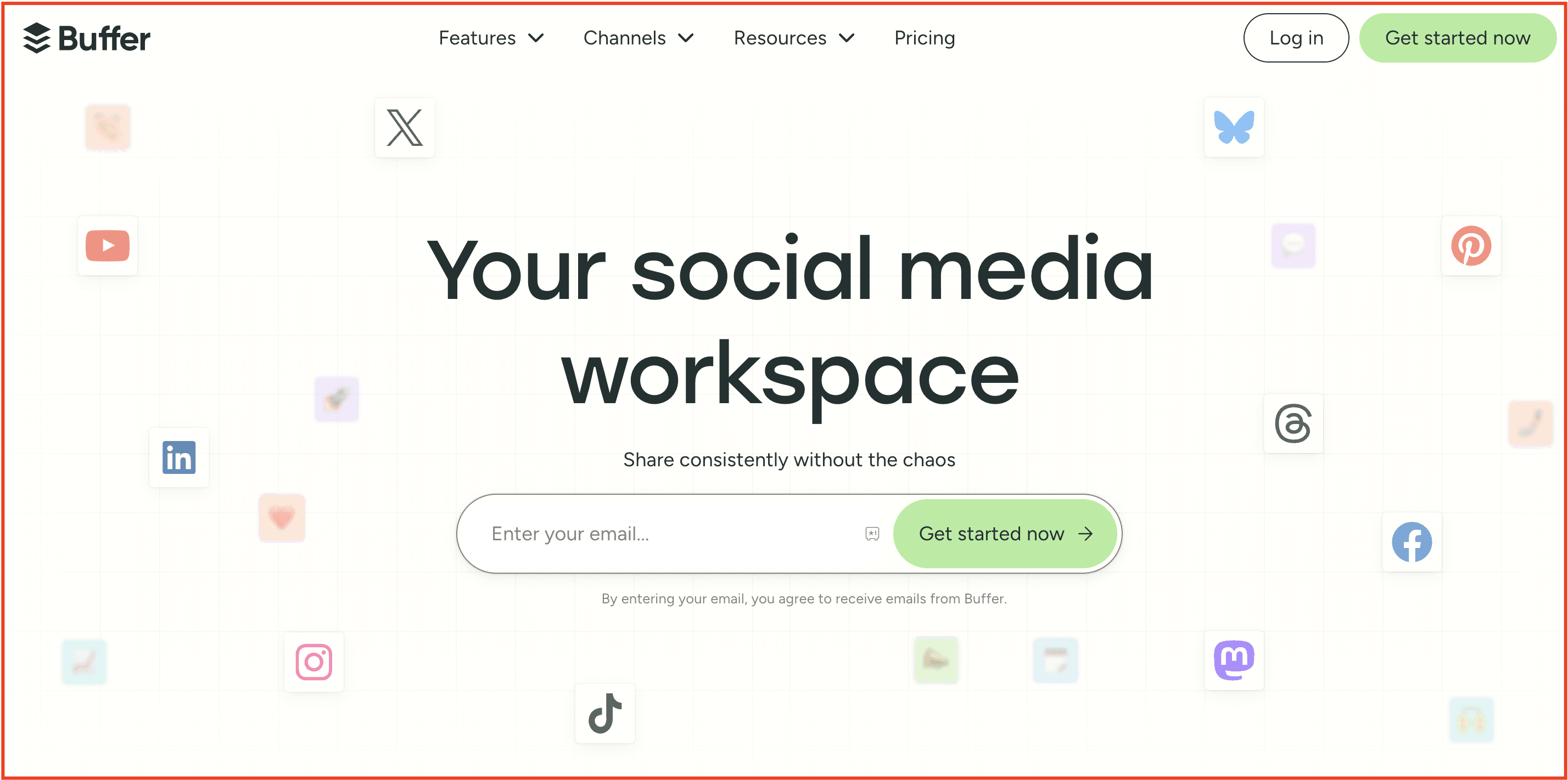 Buffer social media scheduling workspace