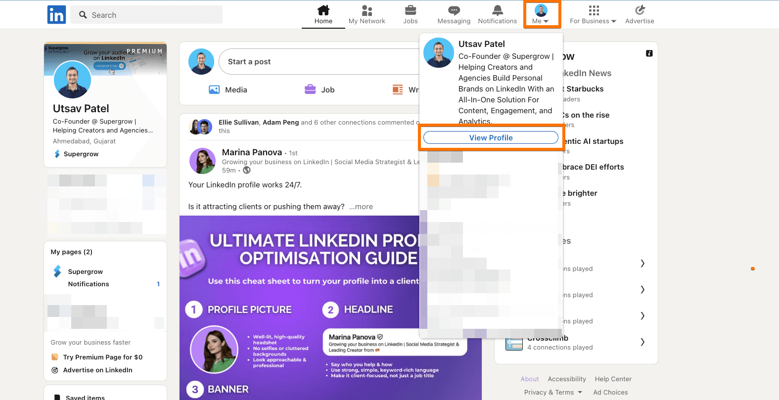 TODO: describe image for Step 1 — Go to Your LinkedIn Profile